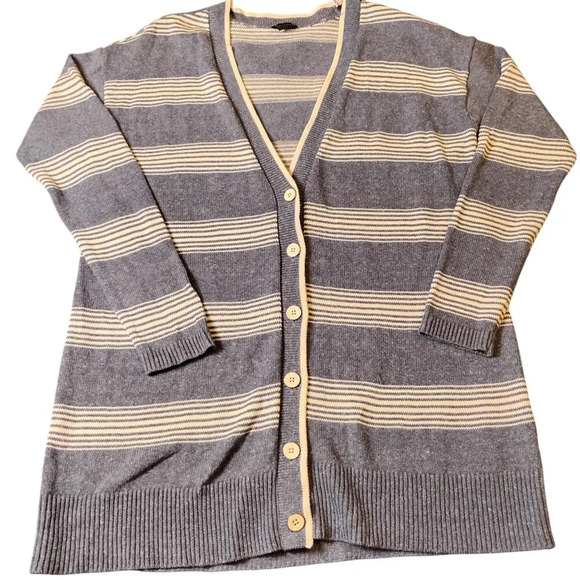 Talbot Blue and White Striped Button Up Cardigan, Small - Picture 2 of 8